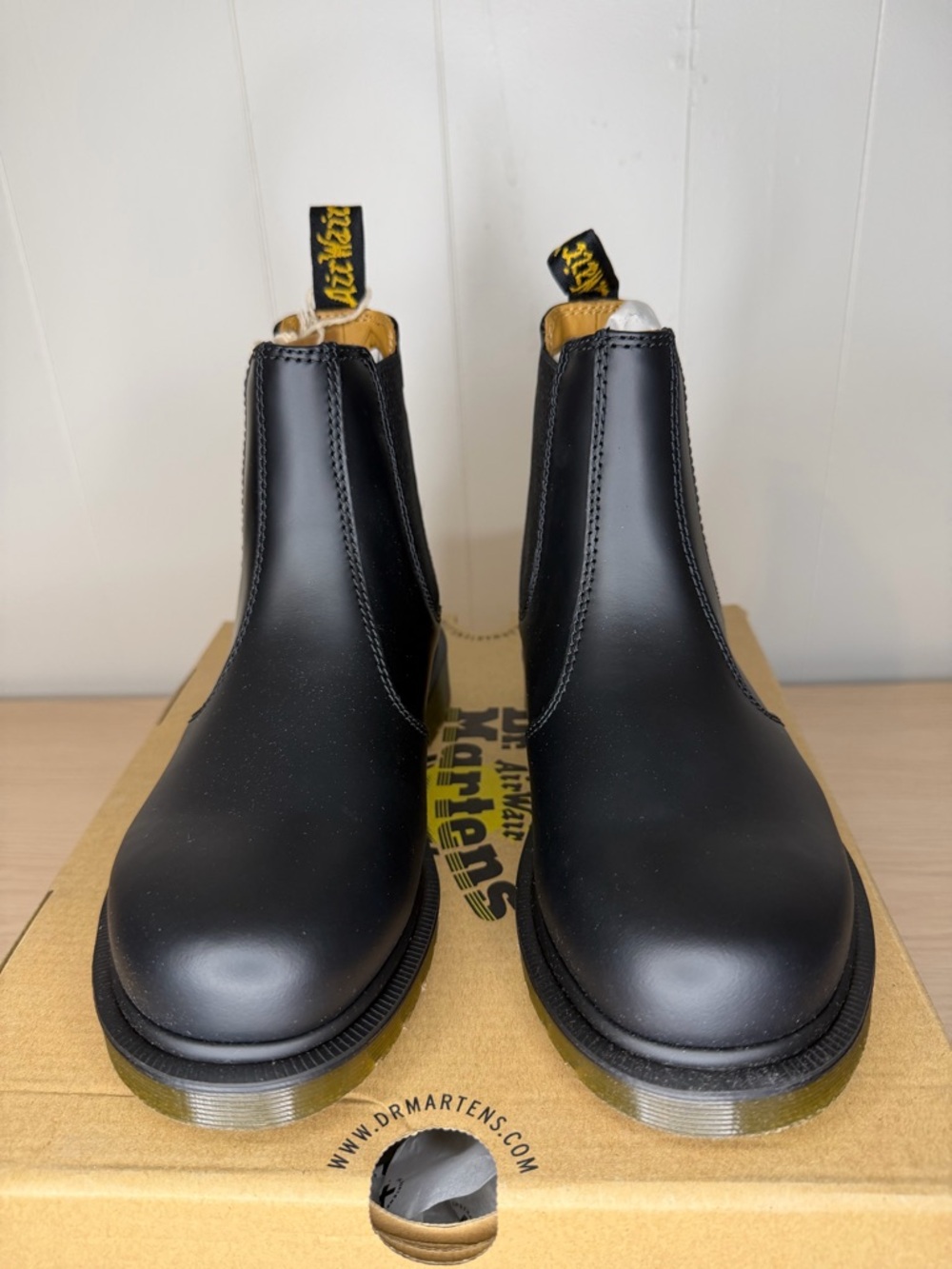 Dr. Martens 2976 Chelsea Boots NWT w/ Box | Black Leather | Slip‑Resistant M4/W5
